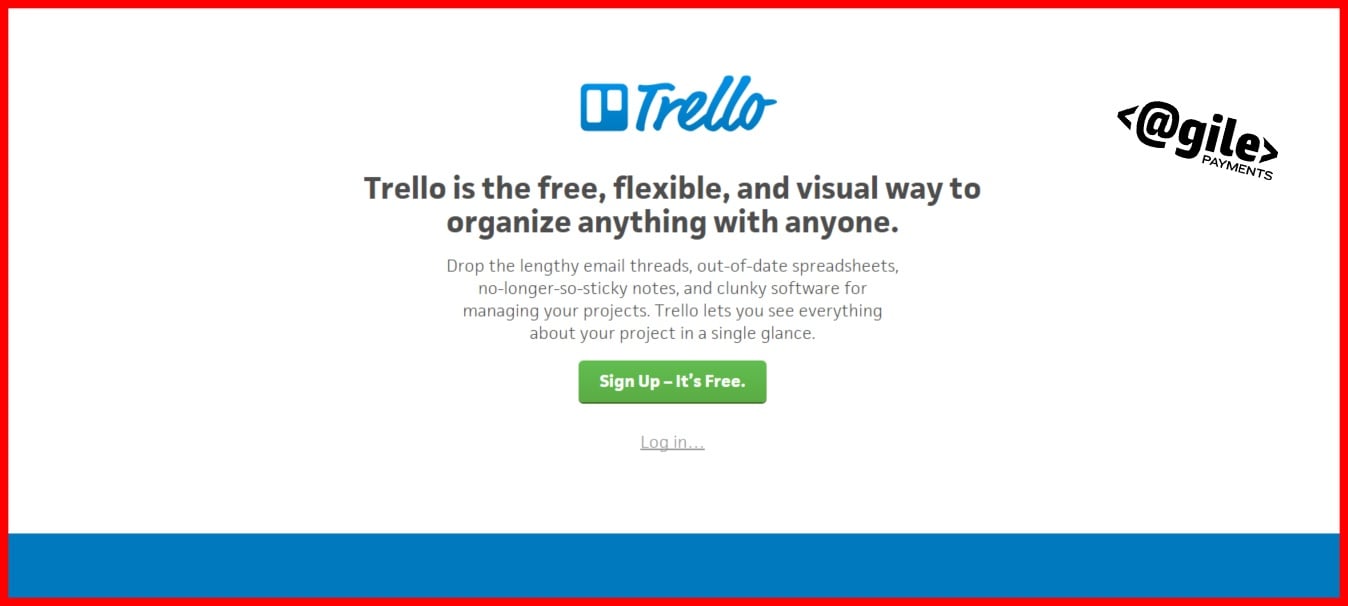 SaaS Trello home page screenshot for advertising